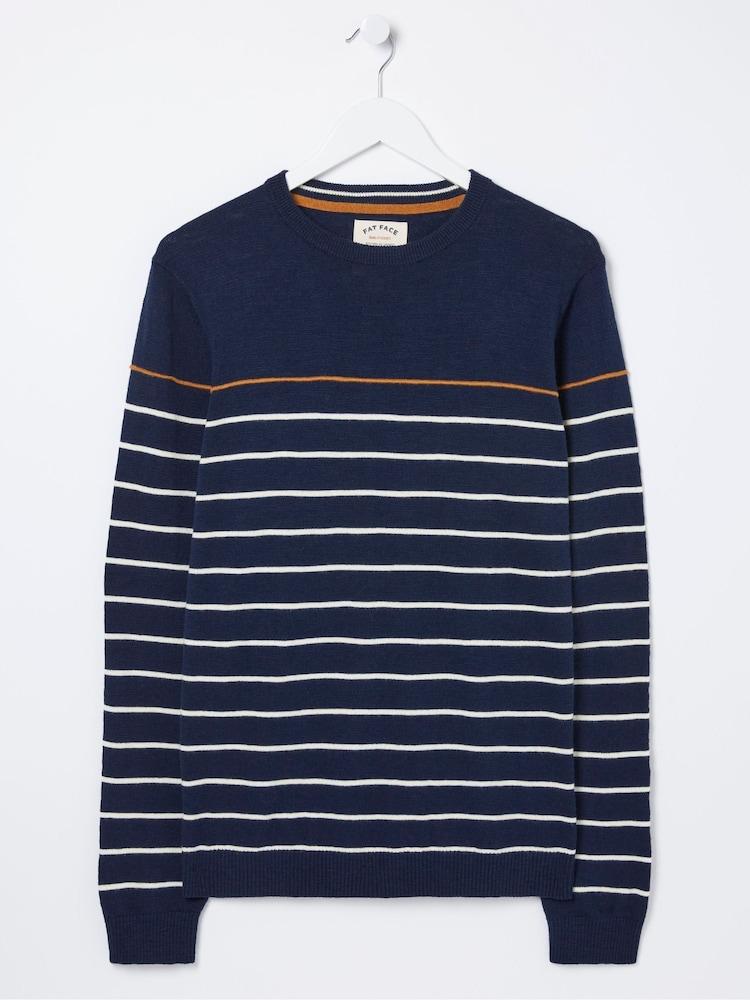 fat face Braunton Blue Stripe Crew Jumper