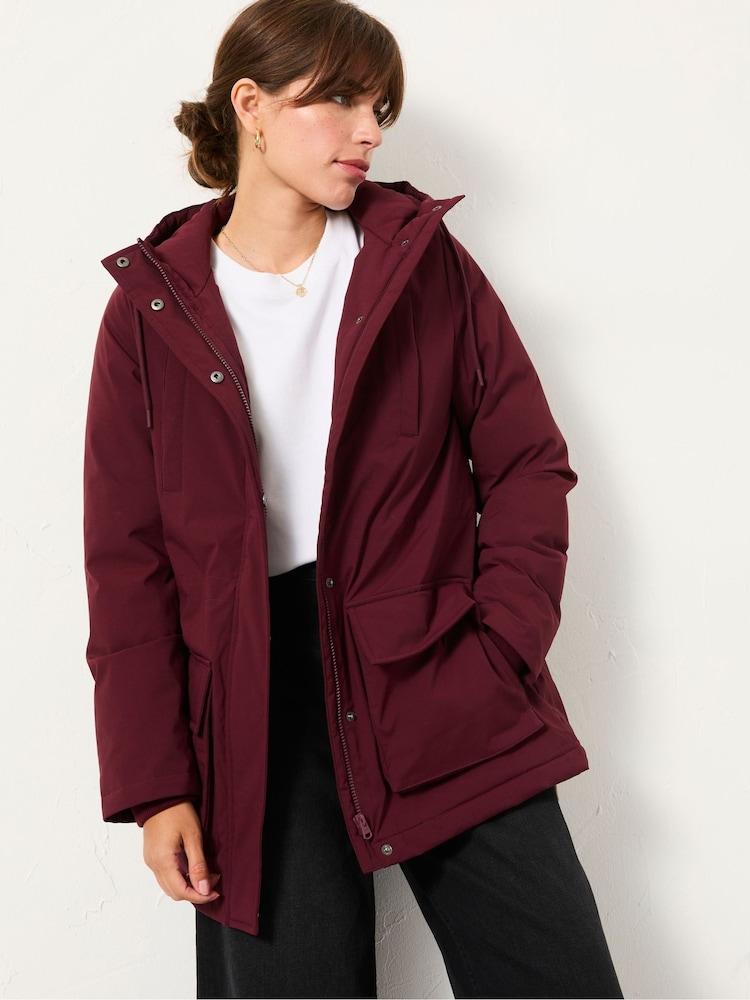 Fat Face Brea Dark Red Quilted Coat