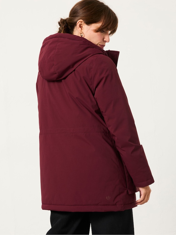 Fat Face Brea Dark Red Quilted Coat