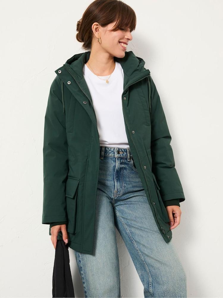 Fat Face Brea Green Quilted Coat
