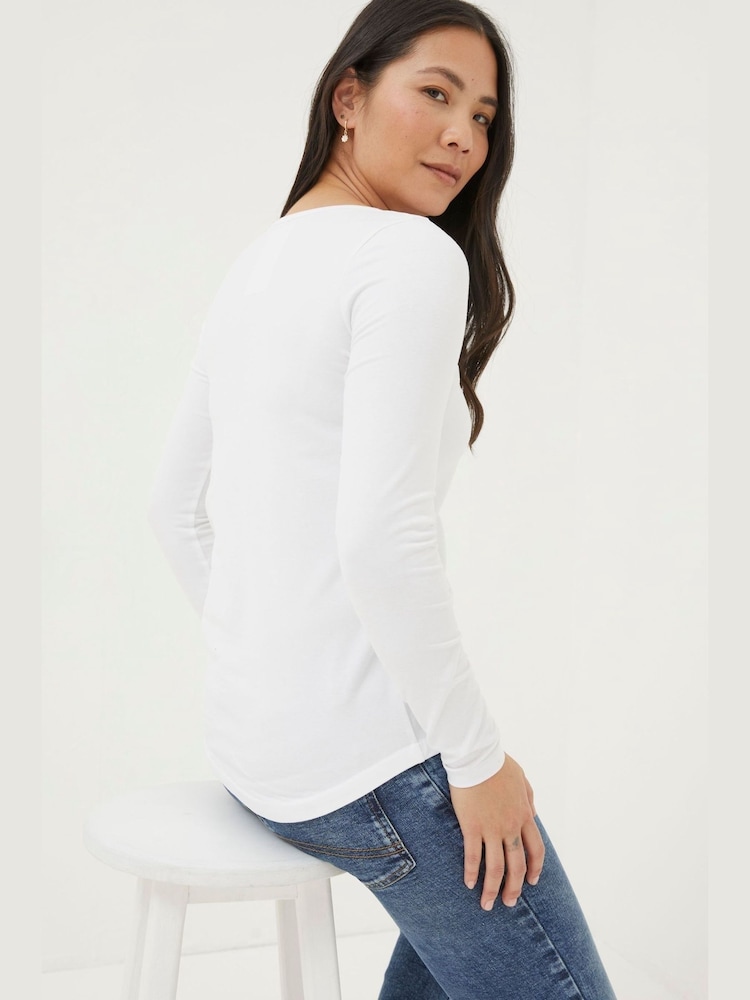 Fat Face Bree White Long Sleeve T-Shirt