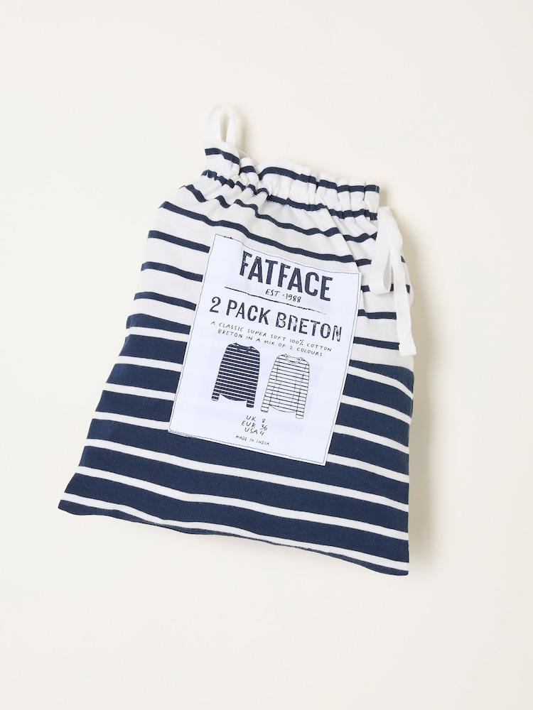 fat face Breton Ivory/Navy 2 Pack T Shirt