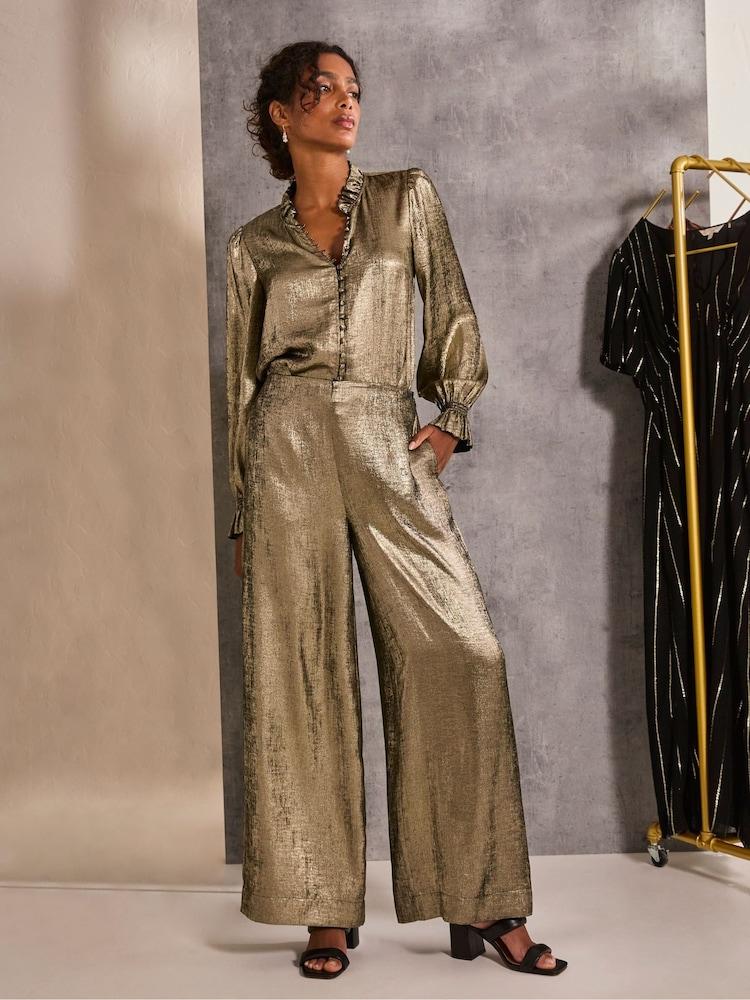 Fat Face Bria Gold Bria Metallic Blouse