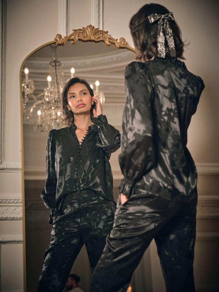 Fat Face Briar Black Jacquard Top