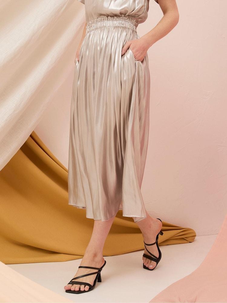 Fat Face Briar Silver Midi Skirt