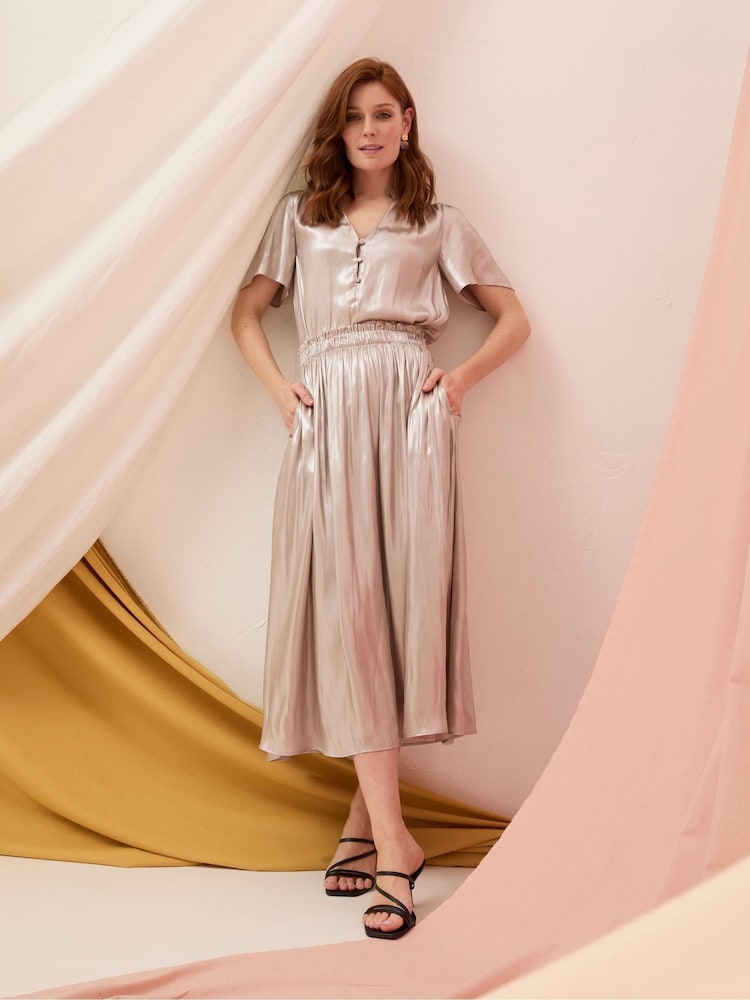 Fat Face Briar Silver Midi Skirt