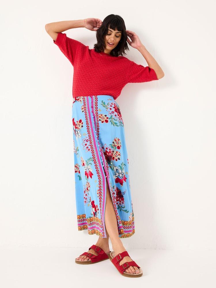 Fat Face Bright Blue Arabella Midi Skirt