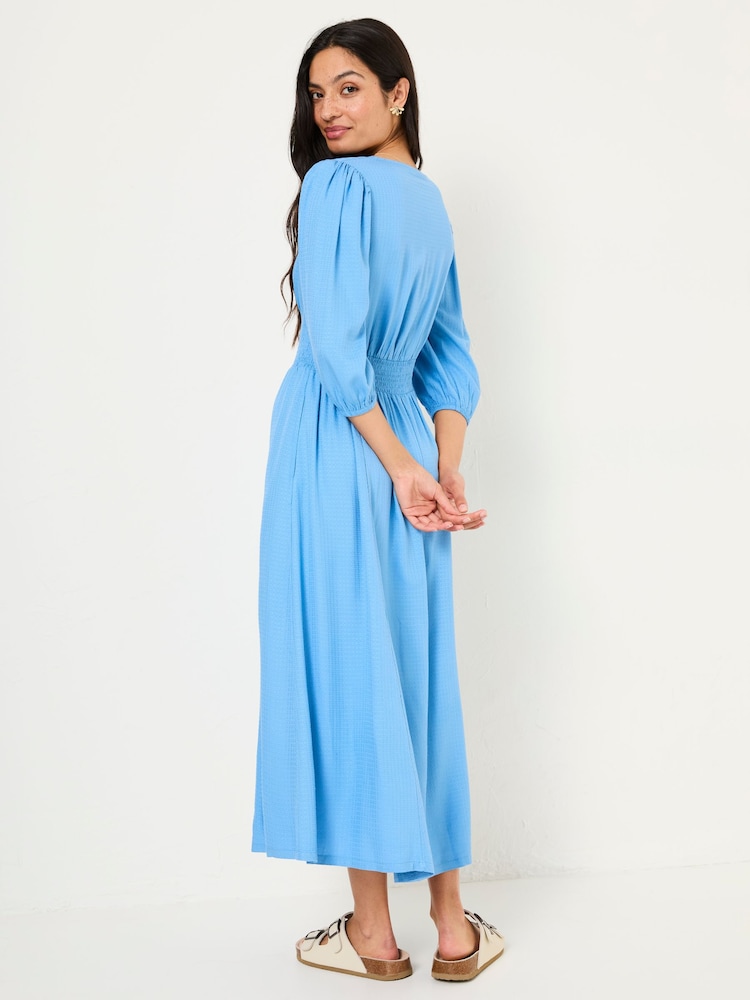 Fat Face Bright Blue Rene Textured Midi Dress