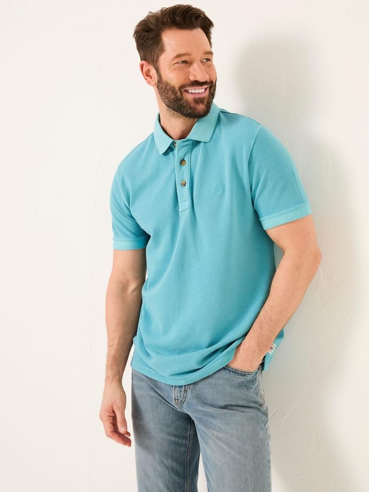 Fat Face Bright Blue Short Sleeve Pique Polo