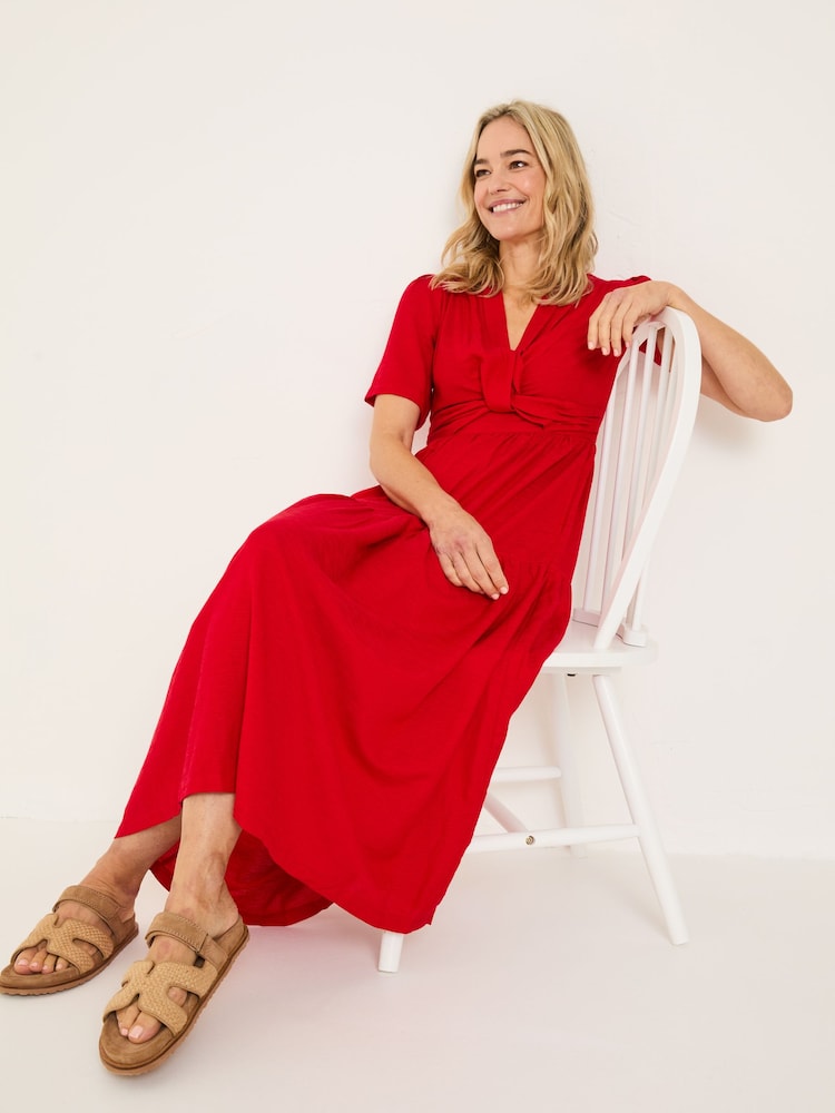 Fat Face Bright Red Gigi Midi Dress