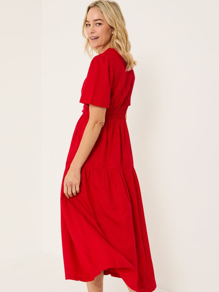 Fat Face Bright Red Gigi Midi Dress