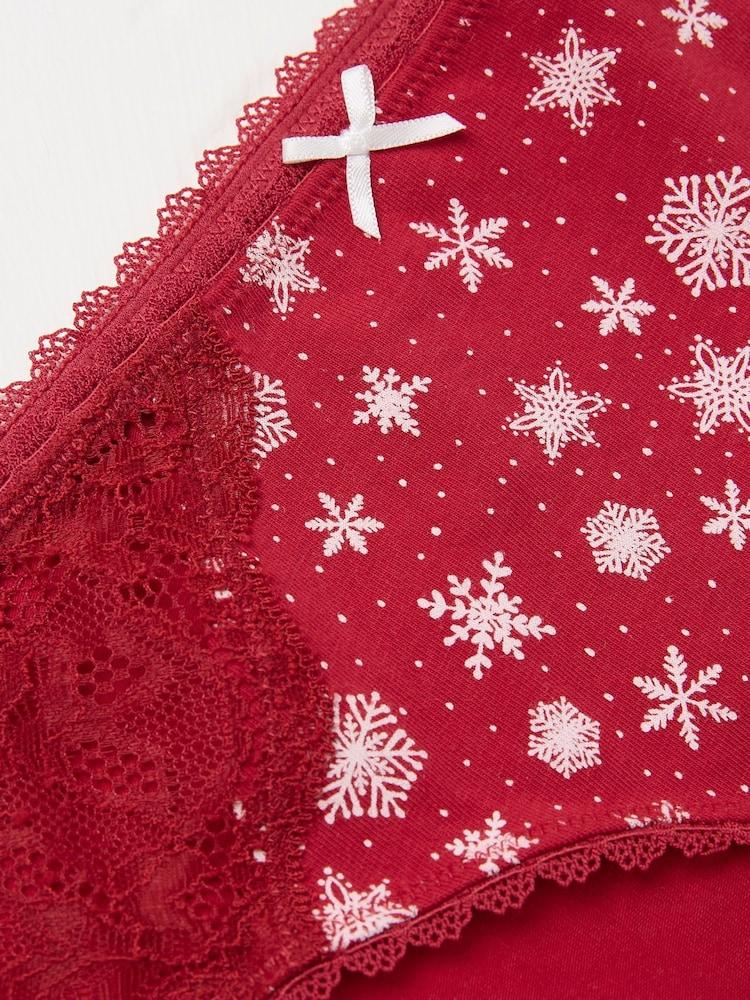 fat face Bright Red Snowflake Mini Knickers