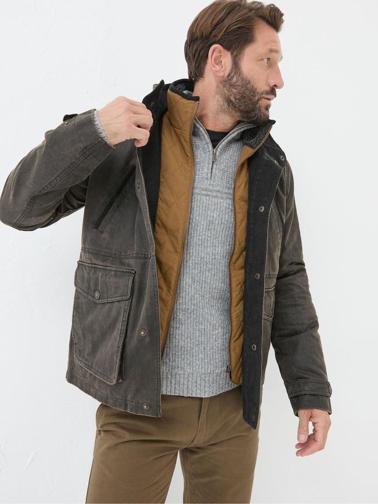 Fat Face Broadsands Brown Funnel Neck Jacket