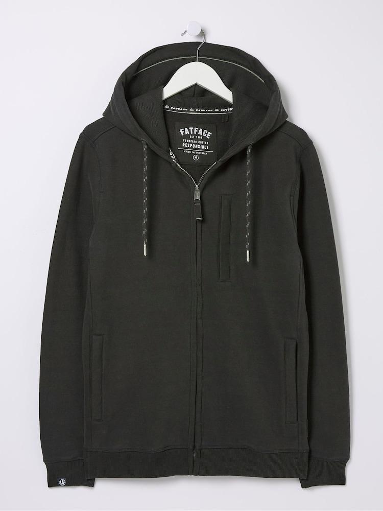fat face Brooke Black Zip Through Hoodie