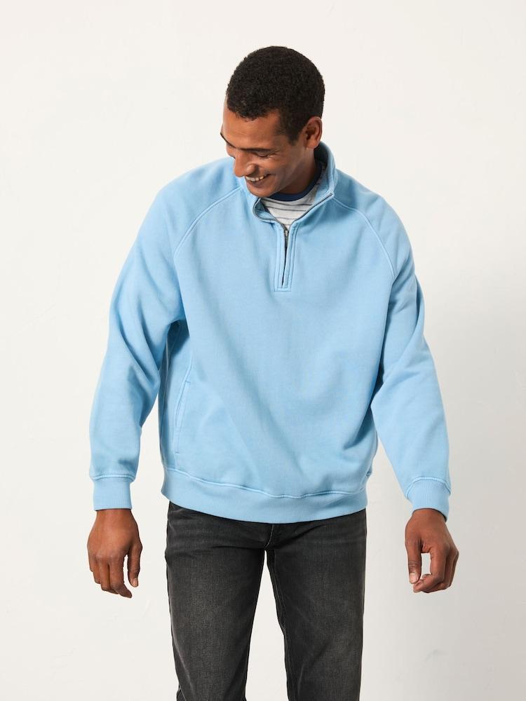 Fat Face Brooke Chambray Blue Half Neck Sweat Top