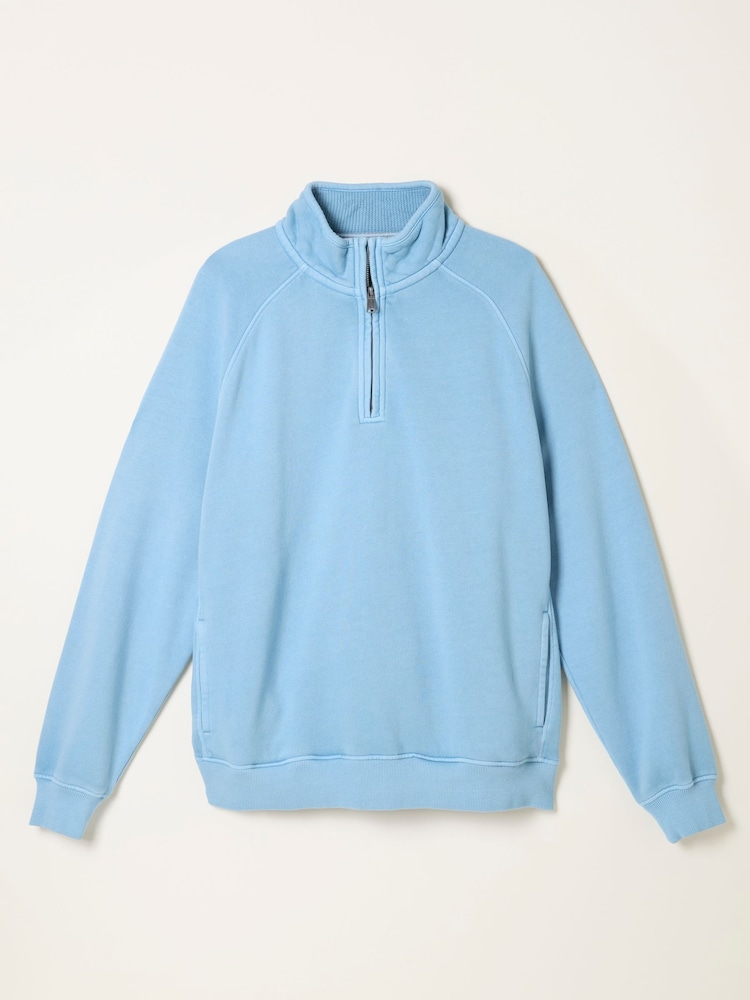 fat face Brooke Chambray Blue Half Neck Sweat Top