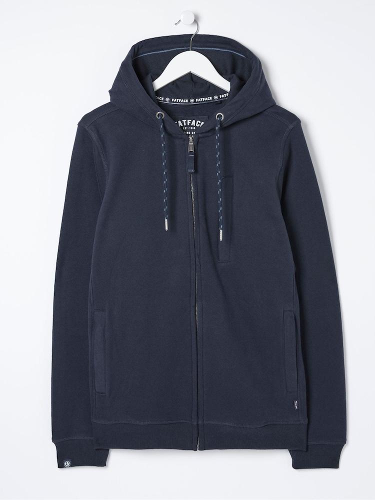 fat face Brooke Navy Blue Zip Through Hoodie