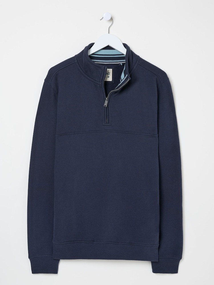 fat face Brooke Navy Half Neck Sweatshirt