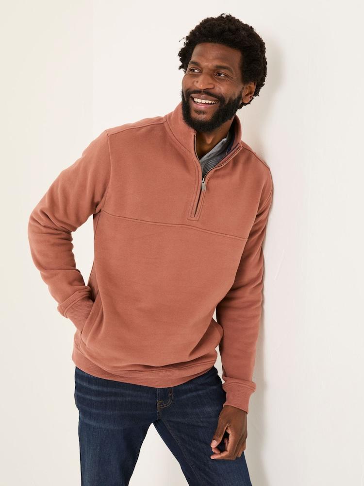 Fat Face Brooke Rust Brown Half Neck Sweatshirt