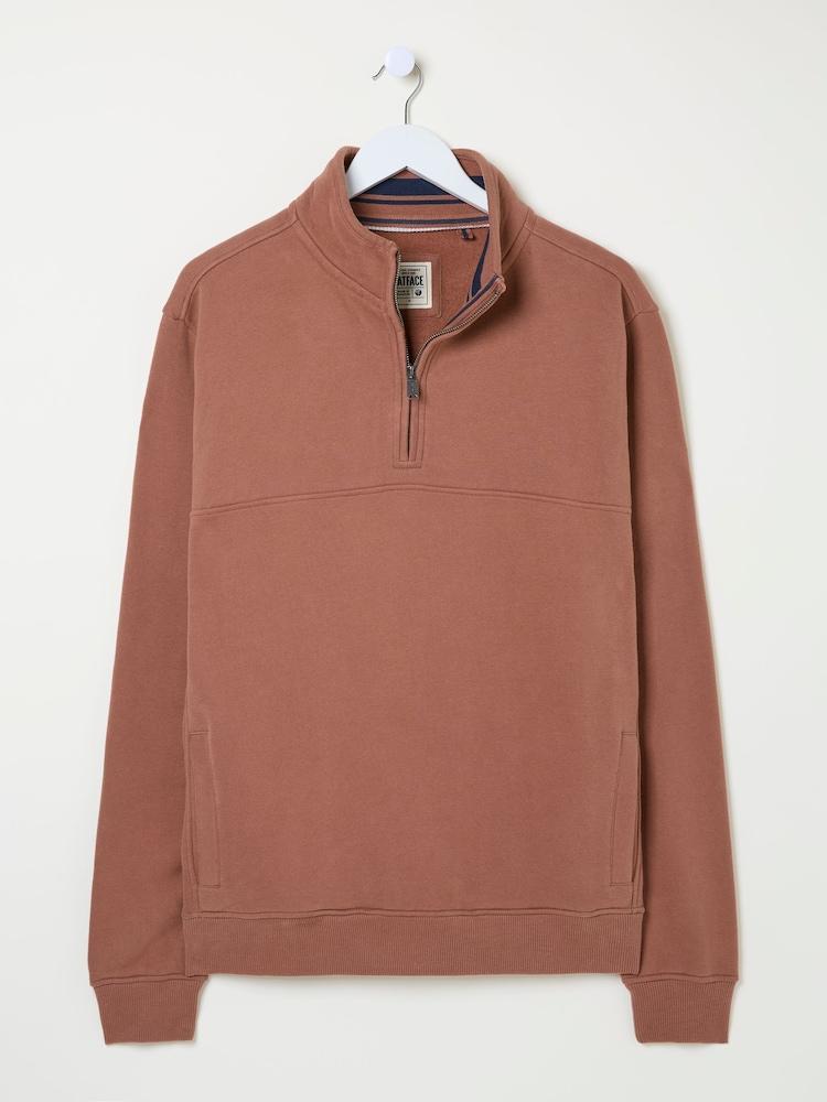 fat face Brooke Rust Brown Half Neck Sweatshirt
