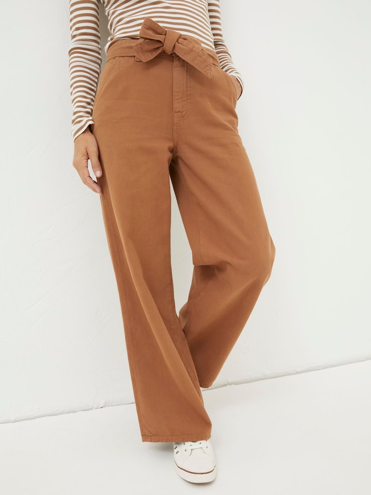 Fat Face Brown Bodi Belted Drape Trousers