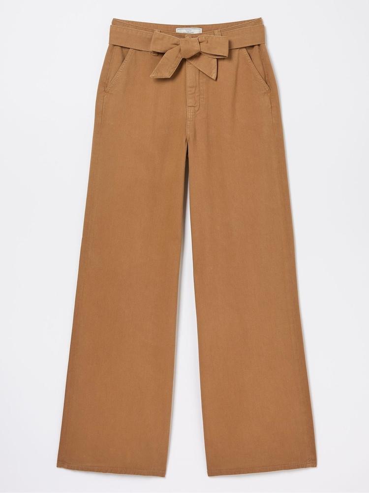 fat face Brown Bodi Belted Drape Trousers