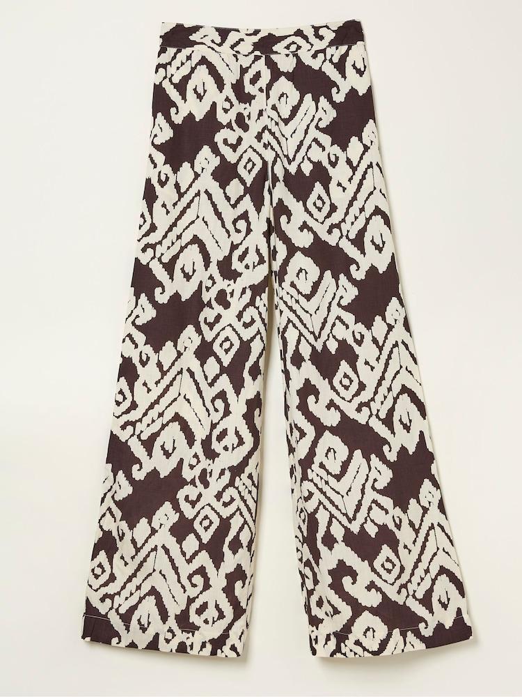 fat face Brown Bold Ikat Isla Wide Leg Trousers