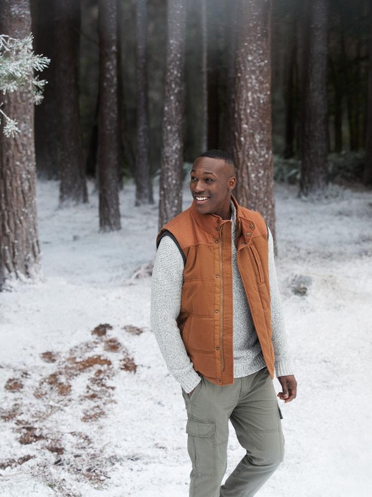 Fat Face Brown Canvas Gilet