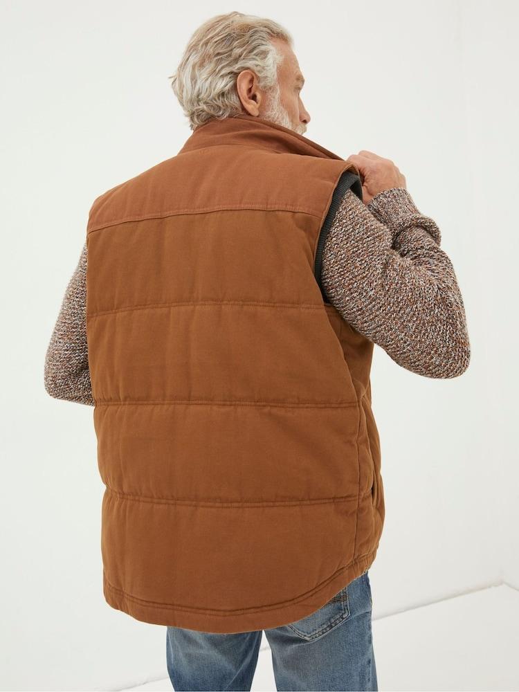 Fat Face Brown Canvas Gilet