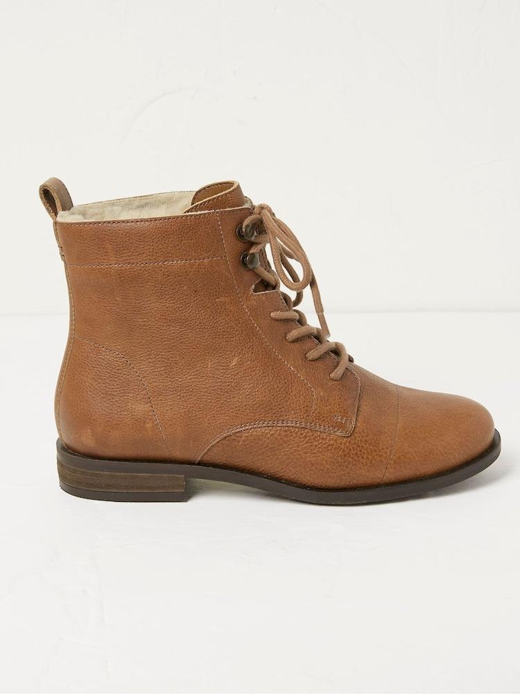 Fat Face Brown Catrin Lace Up Ankle Boots