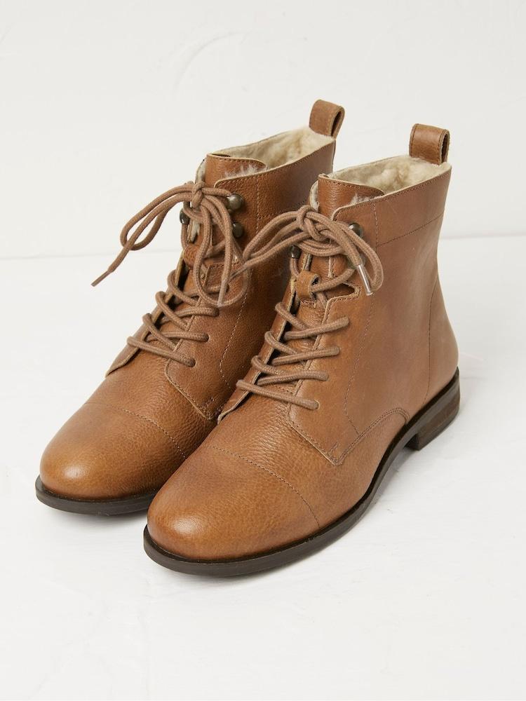 Fat Face Brown Catrin Lace Up Ankle Boots