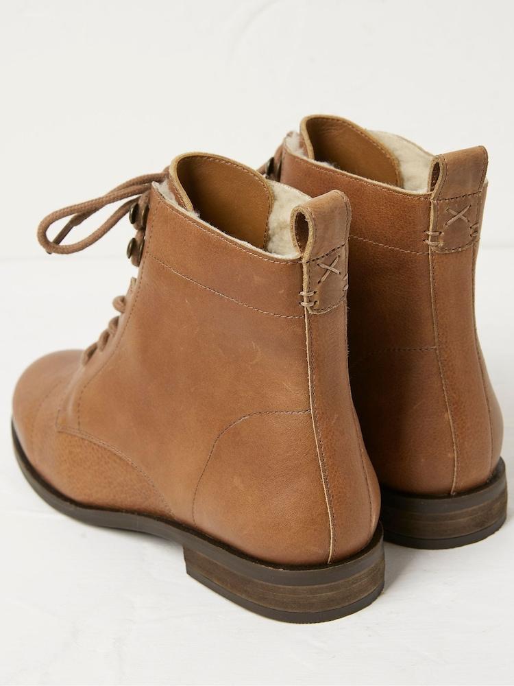 fat face Brown Catrin Lace Up Ankle Boots