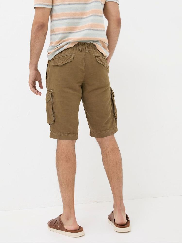 Fat Face Brown Cotton Linen Cargo Shorts
