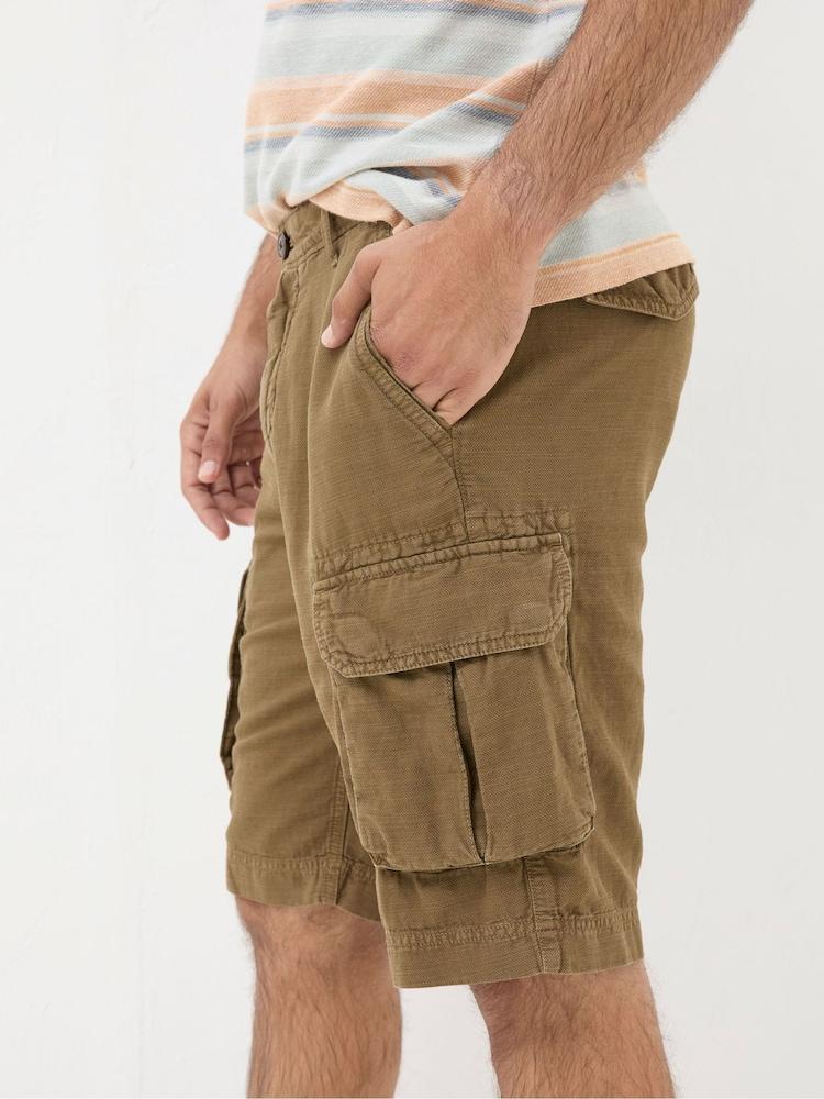 fat face Brown Cotton Linen Cargo Shorts
