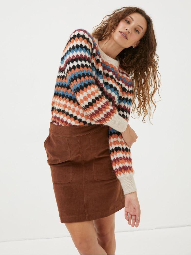 Fat Face Brown Eliza Cord Skirt
