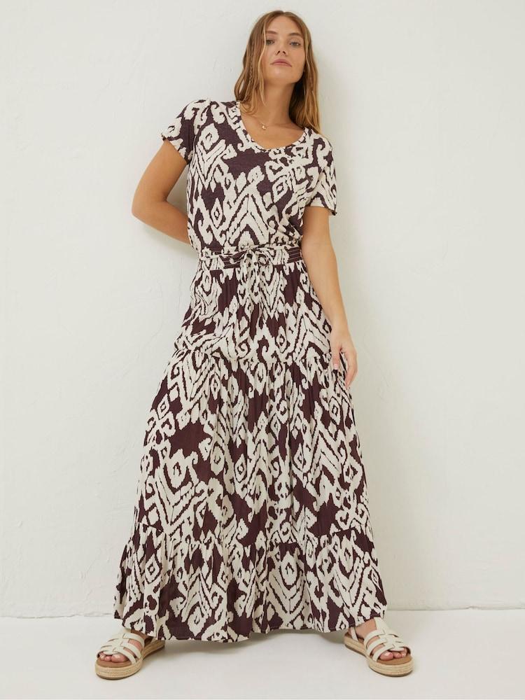 Fat Face Brown Jayla Bold Ikat Maxi Skirt