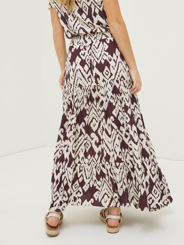 Fat Face Brown Jayla Bold Ikat Maxi Skirt