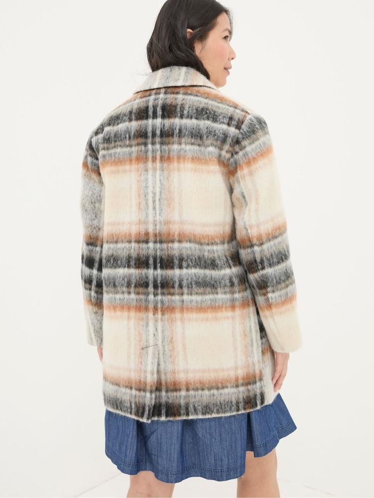 Fat Face Brown Marin Wool Blend Coat