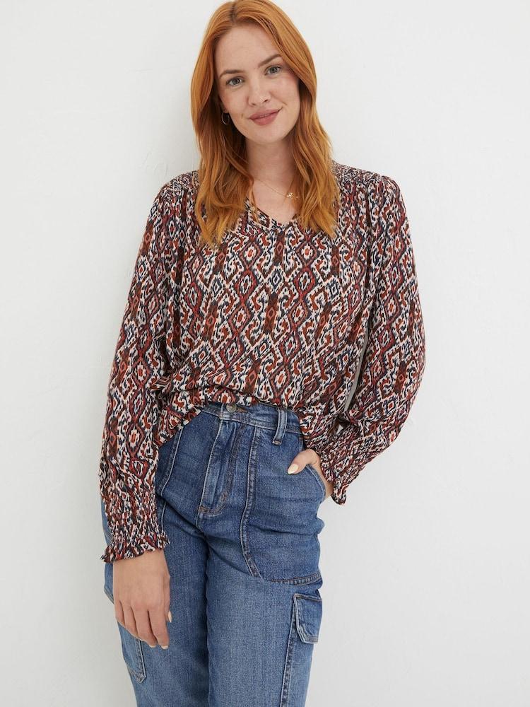 Fat Face Brown Patsy Ikat Geo Tunic