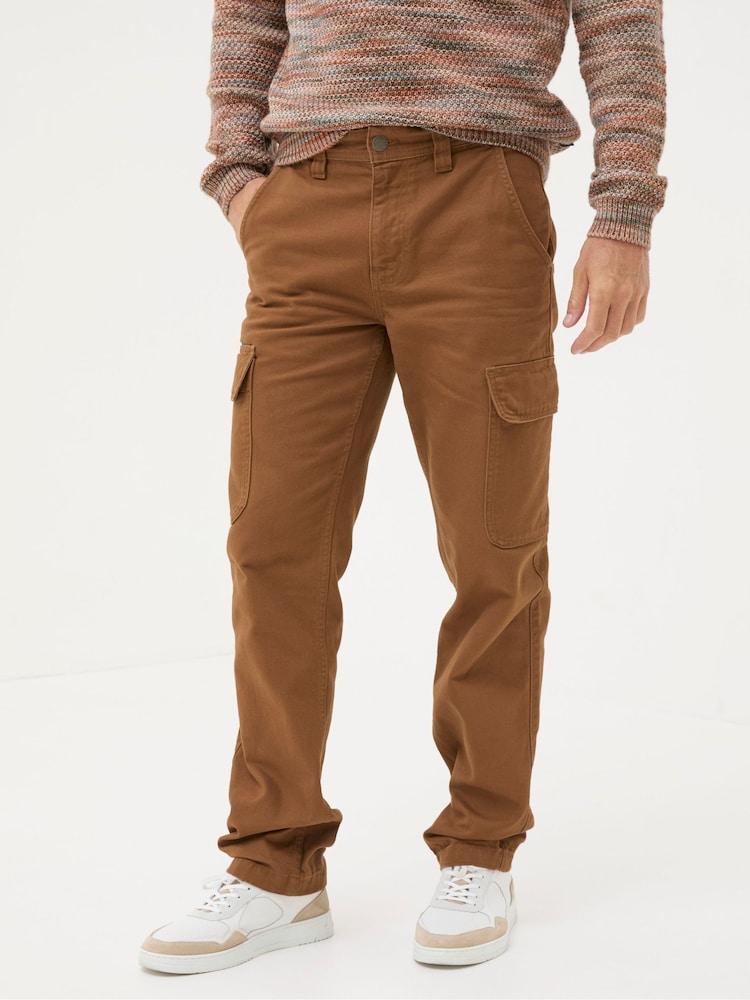 Fat Face Brown Tan Canvas Cargo Trousers
