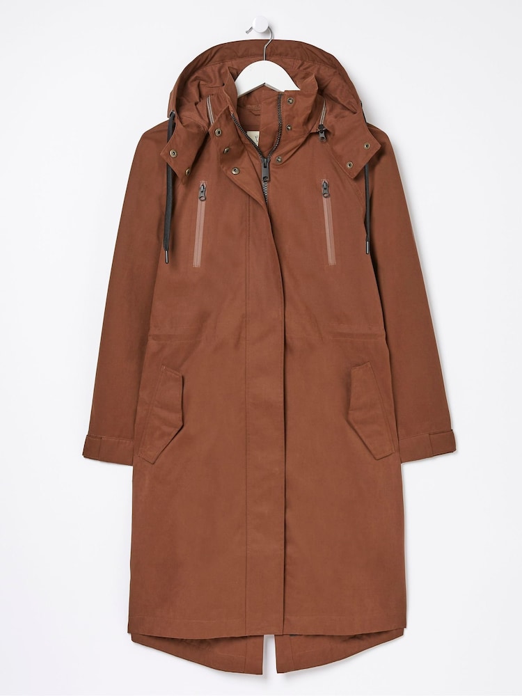 fat face Brown Waterproof Longline Coat