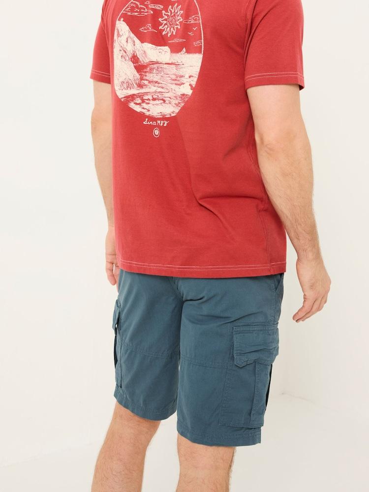 Fat Face Bude Dark Teal Blue Cargo Shorts