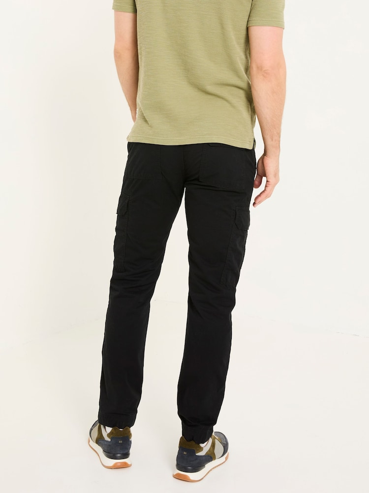 Fat Face Bude Washed Black Cargo Trousers