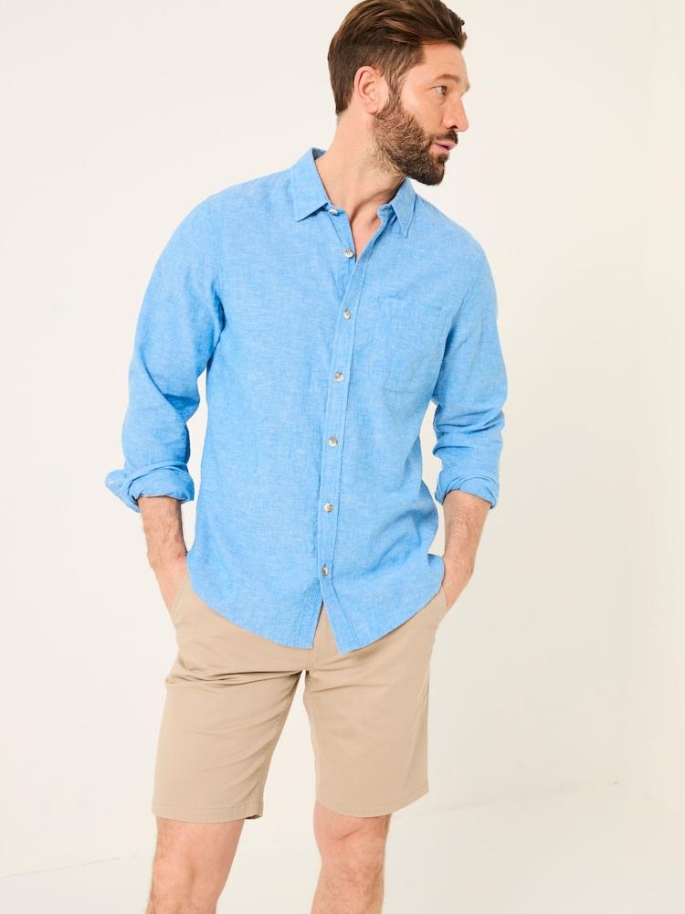Fat Face Bugle Bright Blue Linen Cotton Shirt