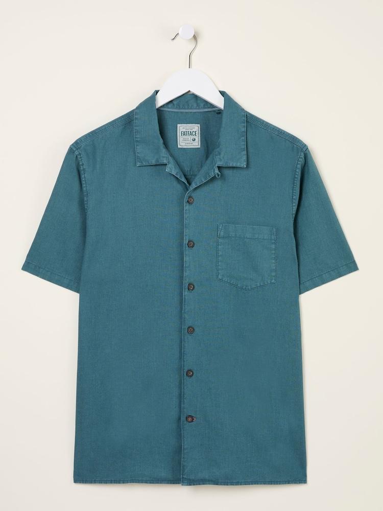 fat face Bugle Dark Teal Blue Linen Cotton Shirt