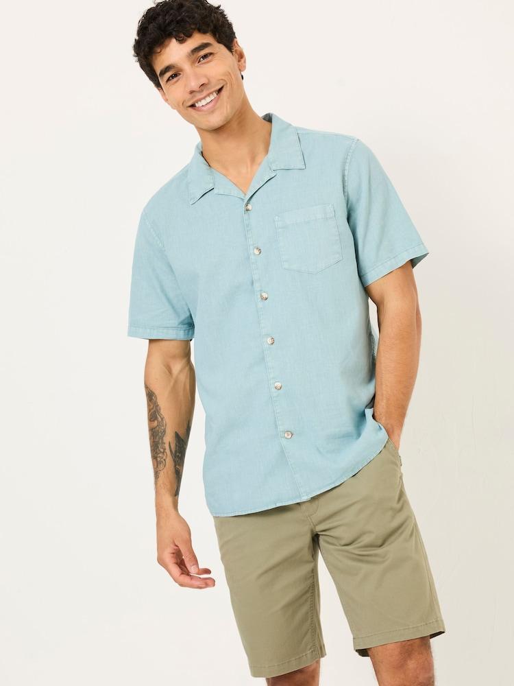 Fat Face Bugle Light Blue Linen Cotton Shirt