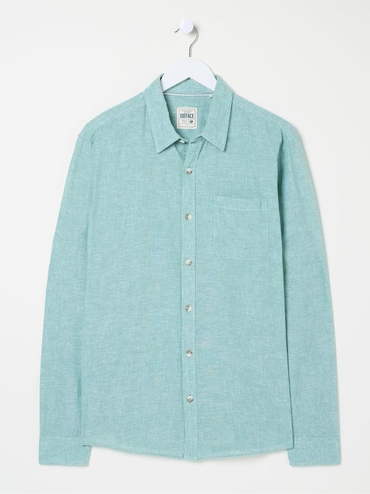 fat face Bugle Light Teal Linen Cotton Shirt