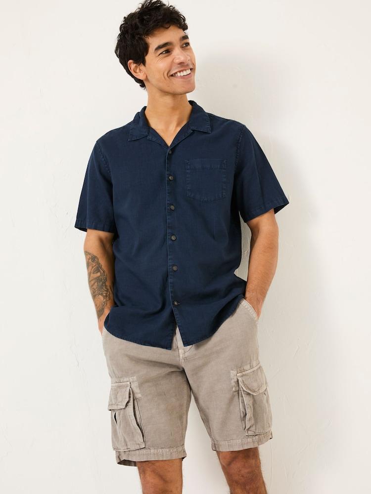 Fat Face Bugle Navy Linen Cotton Shirt