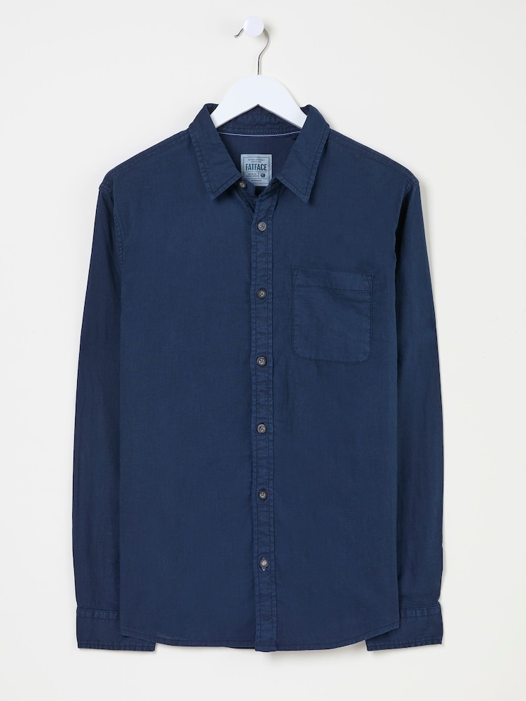 fat face Bugle Navy Linen Cotton Shirt