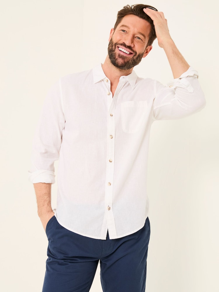 Fat Face Bugle White Linen Cotton Shirt